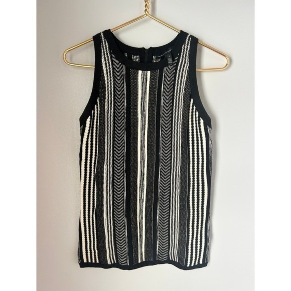 White House Black Market Knit Stripe Sleeveless Zipper Tank Top Women Size S